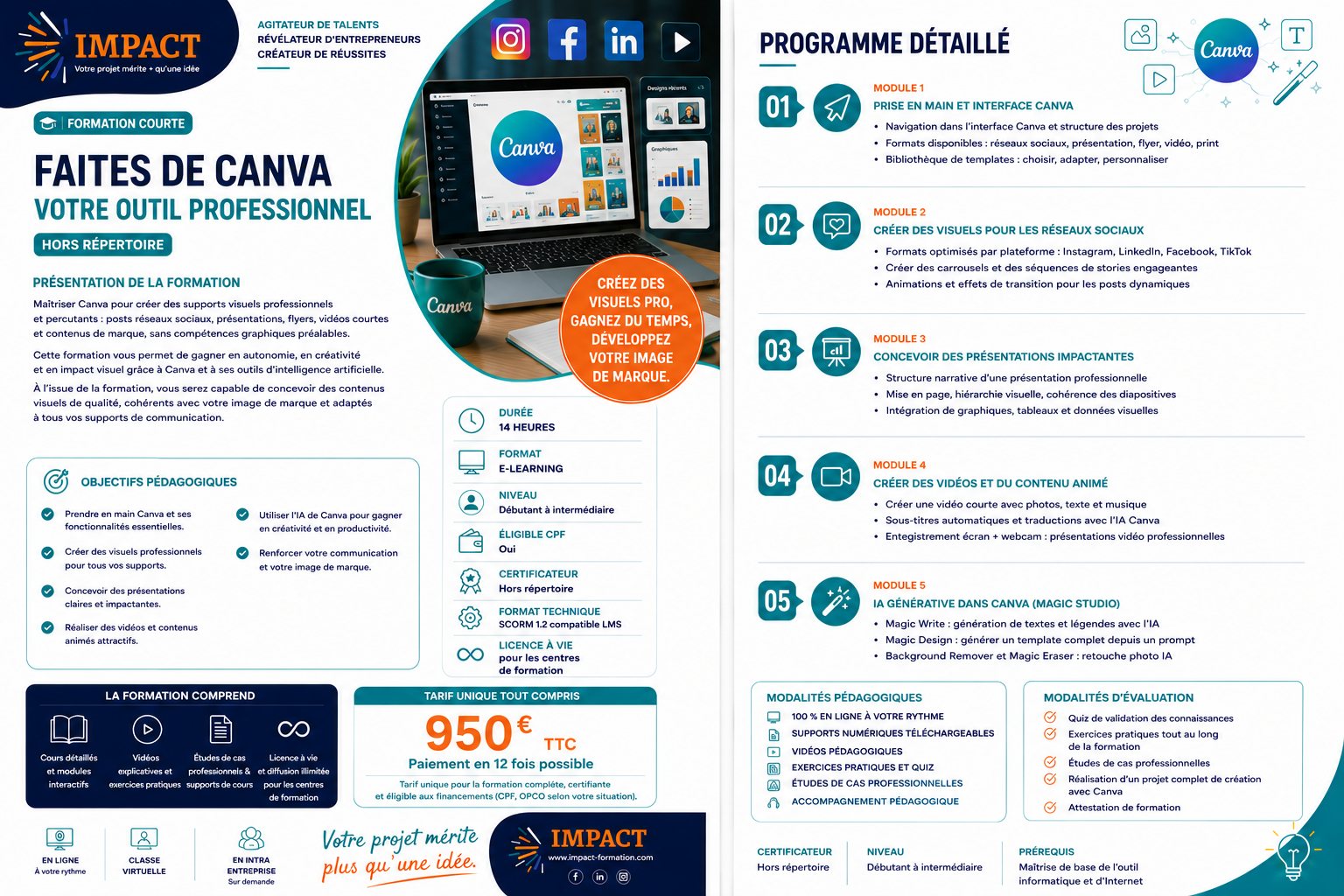 Fiche formation Maîtriser Canva
