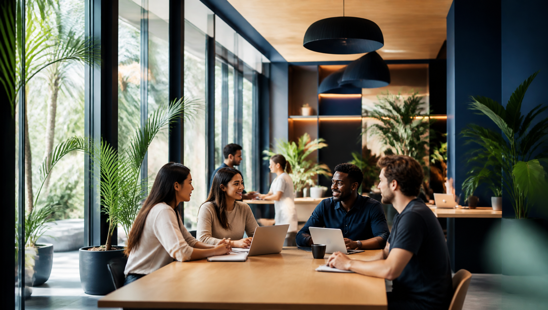 Entrepreneurs de l'écosystème IMPACT dans un espace de coworking contemporain
